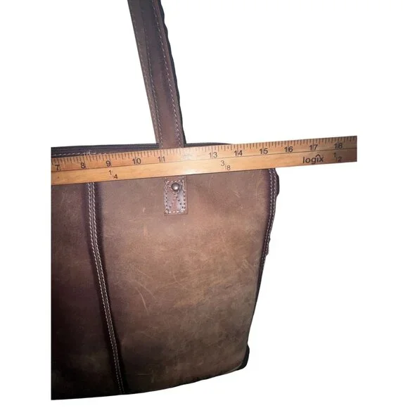 STS Ranchwear Cowhide & Leather Tote Bag With Pockets 18x13 Inches Brown & White - Picture 9 of 10